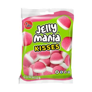 Jake Jelly mania kisses 100gram gesuikerde romige aardbeien snoepjes 8412147570056 Frisdrankshop hedel