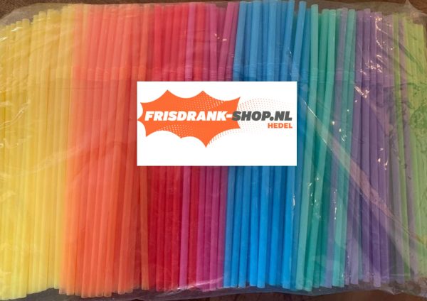 100 stuks plastic rietjes mix kleur frisdrank-shop