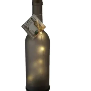 Glazen fles met kurk en LED verlichting op batterij - Ø7xH28cm 3 kleuren
